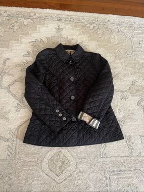 Burberry Black Quilted Utility Jacket with Signature Cuff in Excellent Condition